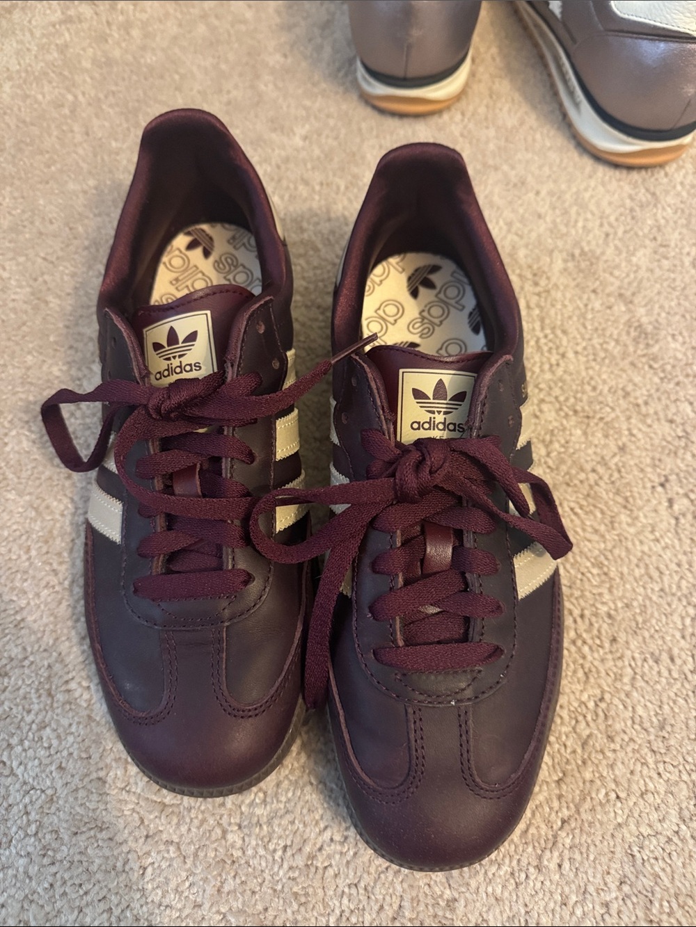 adidas Women’s Maroon Sneakers with Cream Stripes